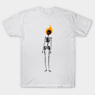 Skull skeleton on fire T-Shirt